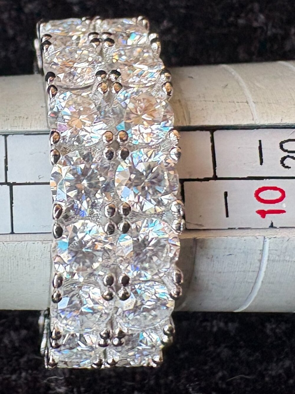 Moissanite 2 Row Band Ring size 9